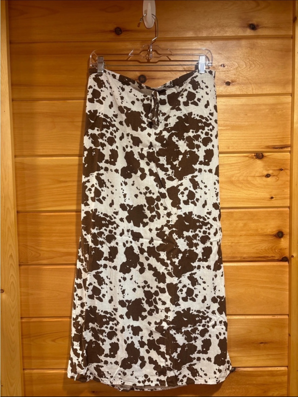 HG Brown and White Cow-Print Maxi Skirt